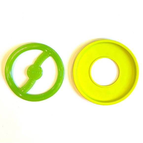 Set of 2 Green Nerf Dog Frisbee & Bionic Dog Flexible Frisbee Flying Disc EUC - Picture 2 of 7